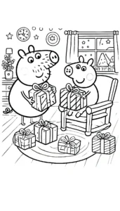 coloriage Peppa Pig Noël pour enfant de 7 ans