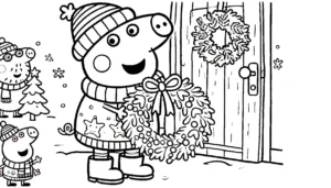 coloriage Peppa Pig Noël educatif pour enfant