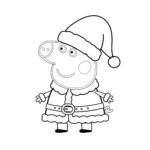 coloriage Peppa Pig déguisée en Père Noël à imprimer pour enfant de 12 ans