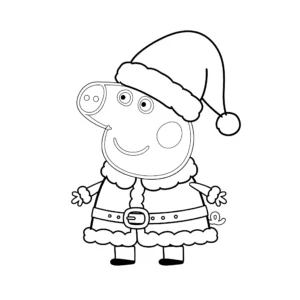 coloriage Peppa Pig déguisée en Père Noël à imprimer pour enfant de 12 ans