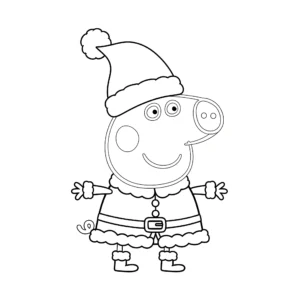 coloriage Peppa en tenue de Père Noël et découpage à imprimer