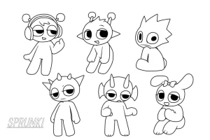 coloriage Sprunki à imprimer pour enfant de 3 ans