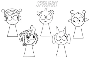 coloriage Sprunki à imprimer pour enfant de 4 ans