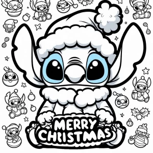 coloriage Stitch Noël a colorier en ligne gratuitement