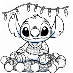 coloriage Stitch Noël à imprimer pdf gratuit