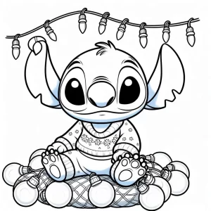 coloriage Stitch Noël à imprimer pdf gratuit