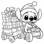 coloriage Stitch Noël pour enfant de 2 ans