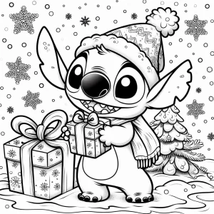coloriage Stitch Noël a imprimer gratuit