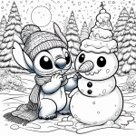 coloriage Stitch Noël à imprimer pour enfant de 4 ans