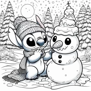 coloriage Stitch Noël à imprimer pour enfant de 4 ans