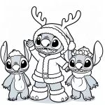 imprimer coloriage Stitch Noël pour enfant