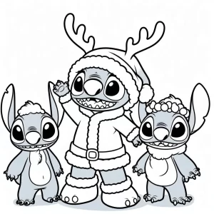 imprimer coloriage Stitch Noël pour enfant