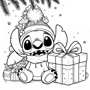 coloriage Stitch Noël pour enfant de 7 ans