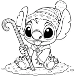 coloriage Stitch Noël pour enfant de 7 ans