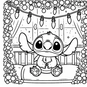 coloriage Stitch Noël et découpage à imprimer