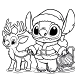 coloriage Stitch Noël a telecharger