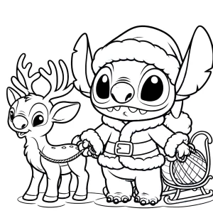 coloriage Stitch Noël a telecharger