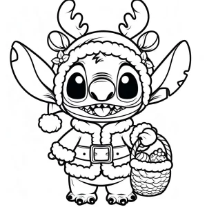 coloriage Stitch Noël a colorier en ligne gratuitement