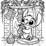 coloriage Stitch Noël pour enfant de 3 ans