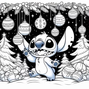 coloriage Stitch Noël et decoupage a imprimer gratuit