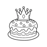 coloriage Une galette ronde avec une couronne dessus pour enfants à imprimer