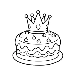 coloriage Une galette ronde avec une couronne dessus pour enfants à imprimer