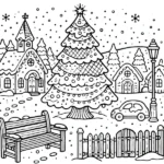 coloriage Village de Noël gratuit pour enfants