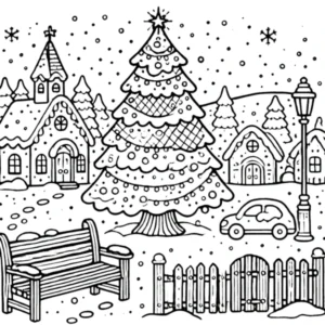 coloriage Village de Noël gratuit pour enfants
