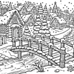 coloriage Village de Noël pour enfant de à imprimer