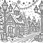 coloriage Village de Noël gratuit pour enfants