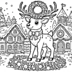 coloriage Village de Noël pour enfants a imprimer gratuit