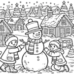 coloriage Village de Noël pour enfant de 5 ans