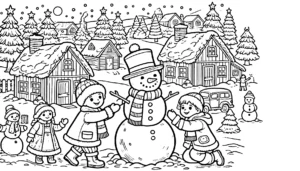 coloriage Village de Noël pour enfant de 5 ans