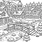 coloriage Village de Noël pour enfant de 6 ans