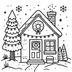 coloriage Village de Noël et apprentissage