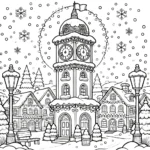 coloriage Village de Noël et dessins