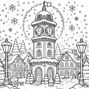 coloriage Village de Noël et dessins