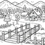 coloriage Village de Noël gratuit a imprimer