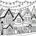 coloriage Village de Noël a colorier en ligne gratuitement