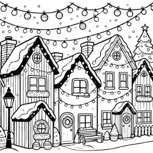 coloriage Village de Noël a colorier en ligne gratuitement