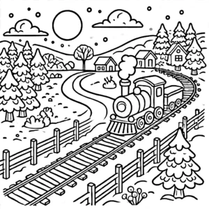 coloriage Village de Noël a dessiner et imprimer