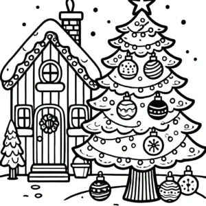 coloriage Village de Noël a imprimer pour enfant de 4 ans