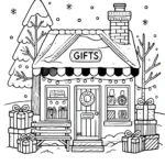 image pour coloriage Village de Noël enfant