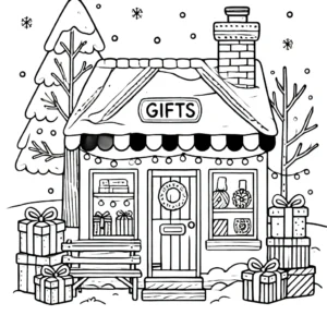 image pour coloriage Village de Noël enfant