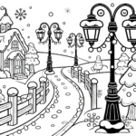 coloriage Village de Noël et dessin a imprimer