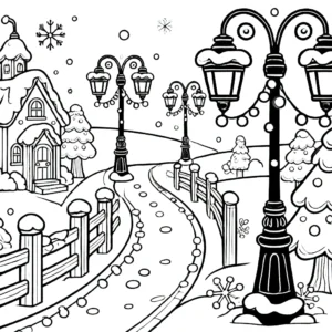 coloriage Village de Noël et dessin a imprimer