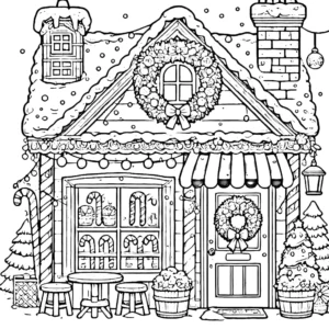 coloriage Village de Noël à imprimer gratuitement pdf