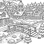 coloriage Village de Noël pour enfant de 10 ans