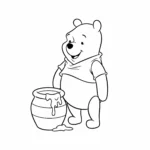 coloriage Winnie et un pot de miel pour enfant de 3 ans