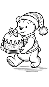 coloriage Winnie l’ourson Noël et découpage à imprimer
